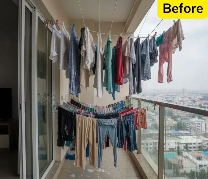 SS Ceiling Cloth Hanger | SafeBalconies | Invisible Grills & Balcony Safety Nets